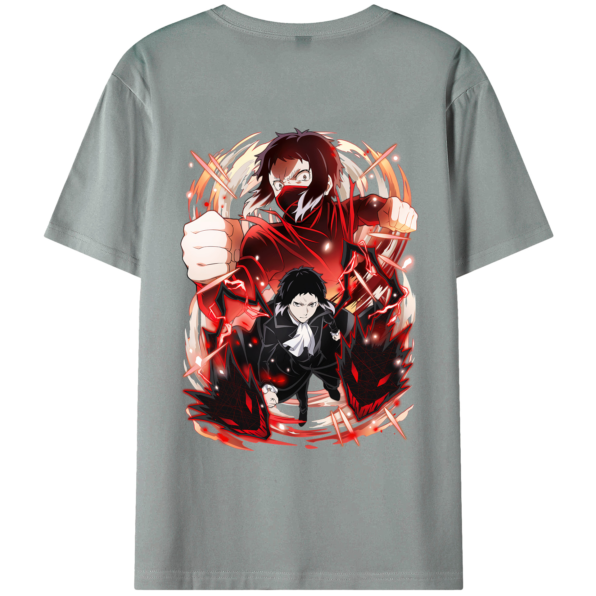 （画像用） 文豪ストレイドッグス Bungo Stray Dogs 綿100％ メンズ半袖Tシャツ（バックプリント） 通気性